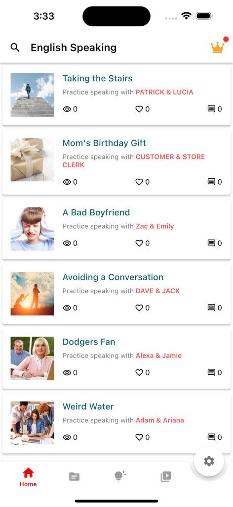English Speaking: SpeakFluent - SpeakFluentアプリの英語会話練習レッスンのリスト