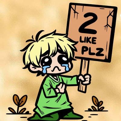 small poor toddler crying with sign that says 2 like plz