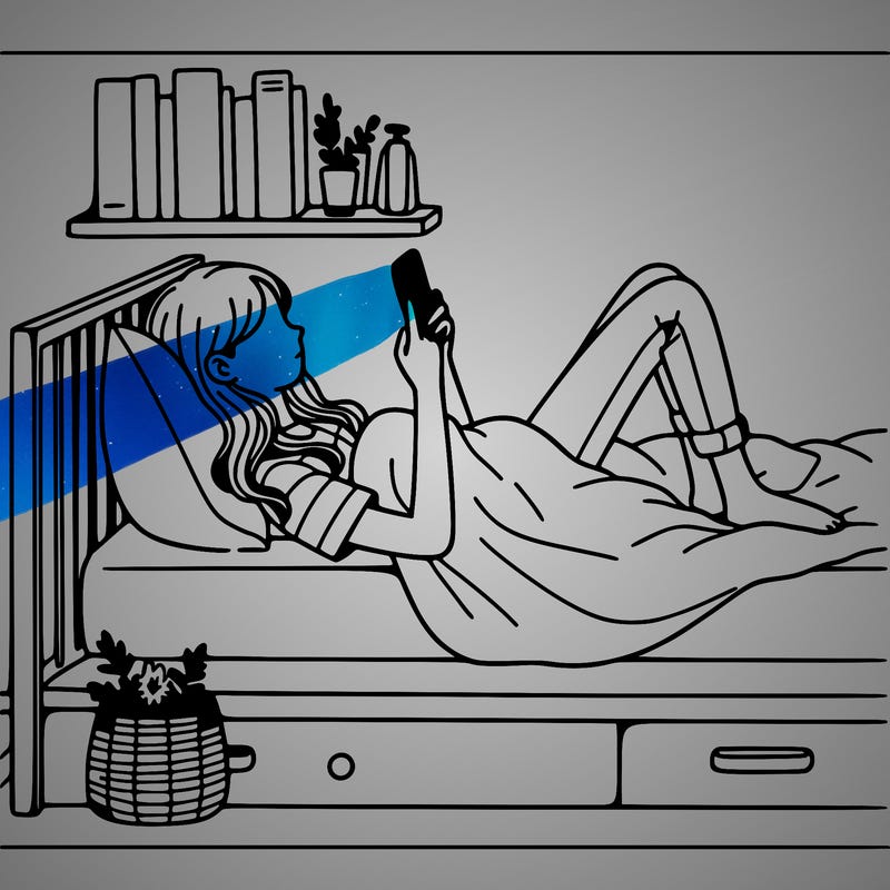 a girl laying on her bed with her phone