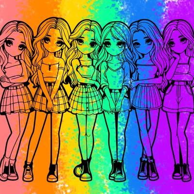 a group of girls realistic