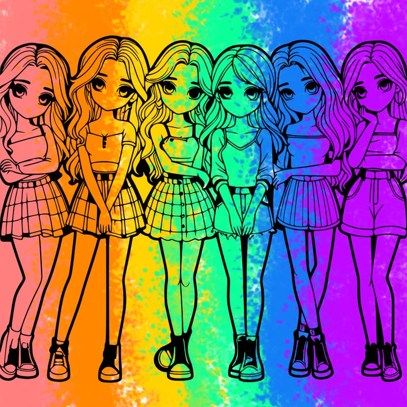 a group of girls realistic