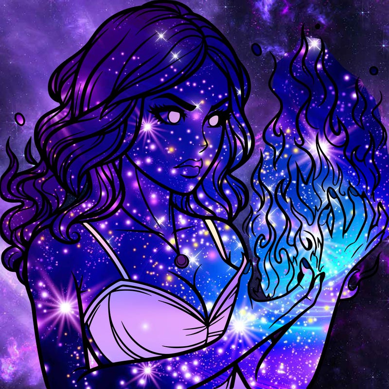a realistic woman having the power of fire