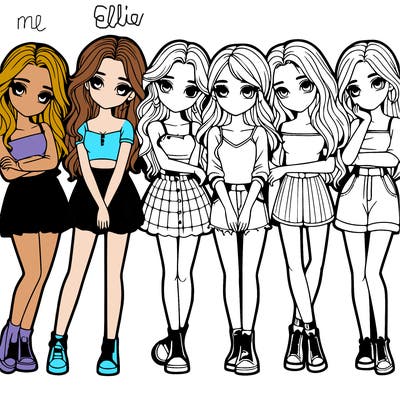 a group of girls realistic