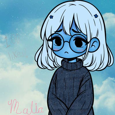sad girl with glasses in a sweater