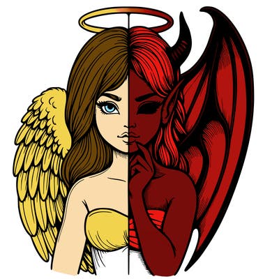 realistic angel half demon