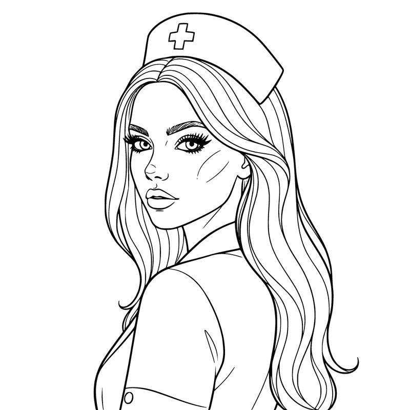 a beautiful girl nurse no backgroundnd with long lashes