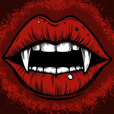 lips with vampire teeth