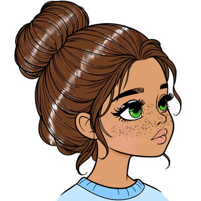 realistic girl with bun