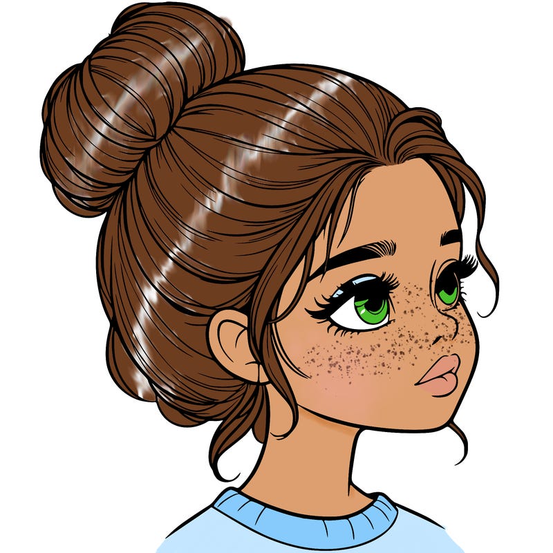 realistic girl with bun