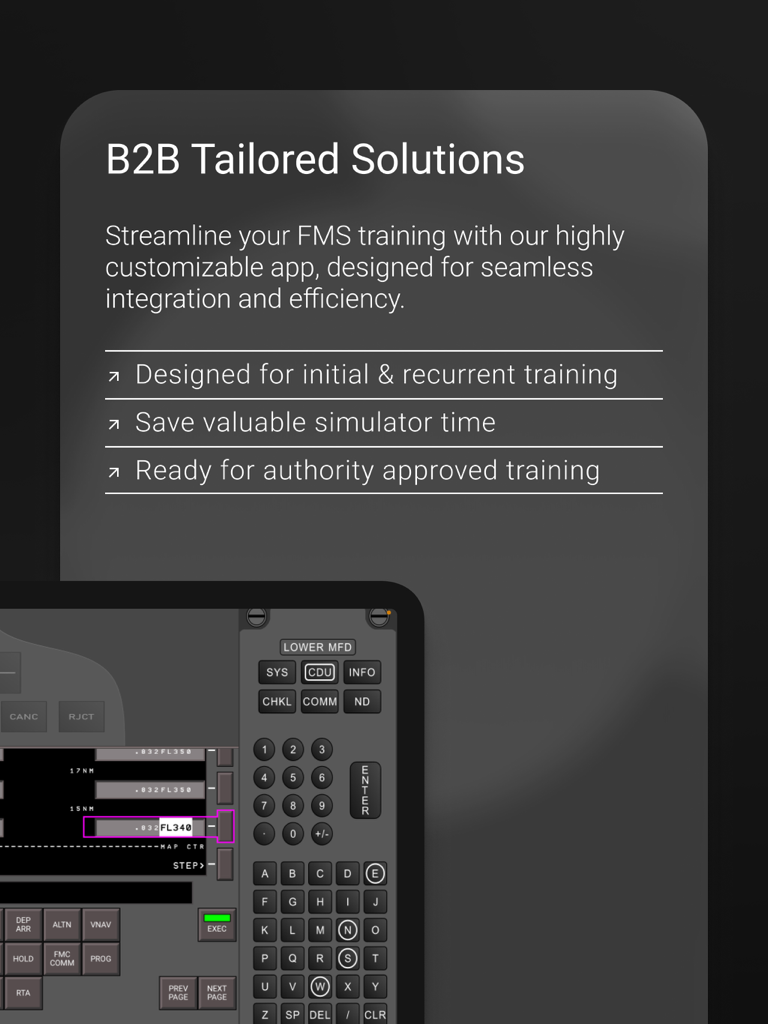 B787 FMS Trainer PRO - B787 FMS Trainer PRO B2B。プロのパイロットトレーニングのためのオーダーメイドソリューション。