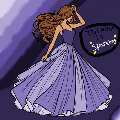 realistic woman with dress flowing in the wind