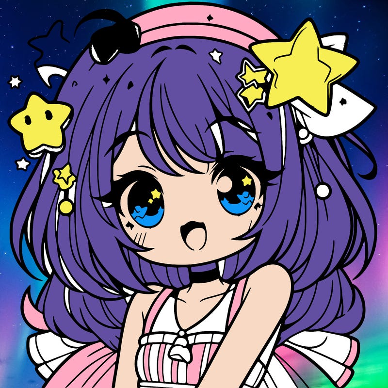 cute anime girl with star accessories