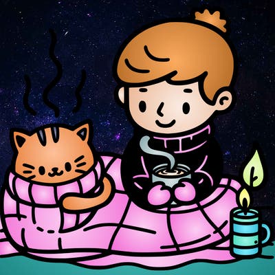 person and cat cozy