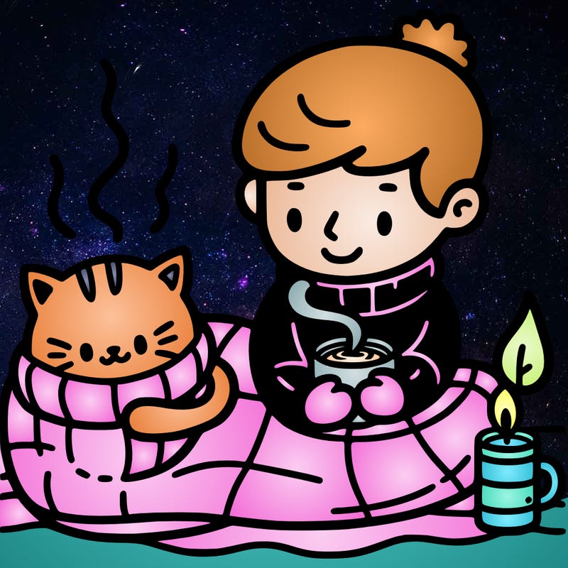 person and cat cozy