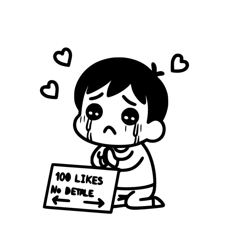 sad person begging for 100 likes