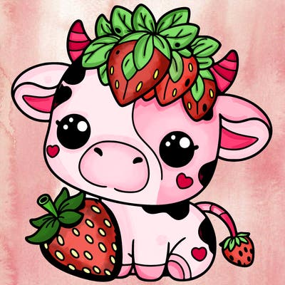 cute strawberry cow