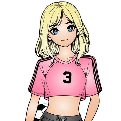 realistic girl wearing soccer jersey