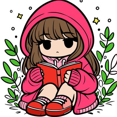 girl in oversized hoodie reading a book