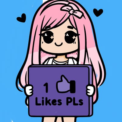 girl holding a sign saying 10 likes pls