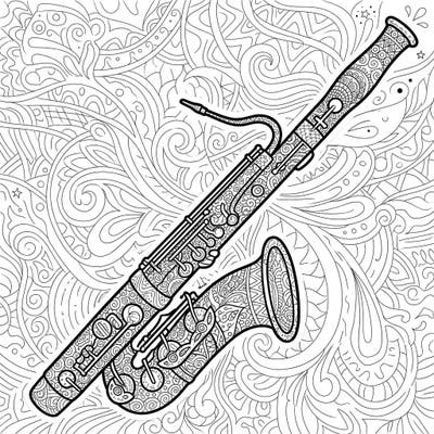 Dive into a world of intricate patterns with this captivating Zentangle bassoon coloring page. Designed specifically for teens, it offers a unique blend of musical artistry and meditative design.