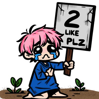small poor toddler crying with sign that says 2 like plz