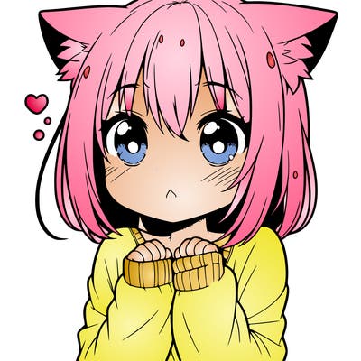 shy anime catgirl