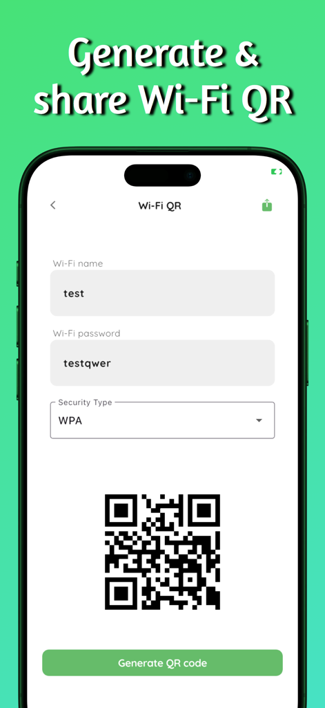 WiFi Master - All in one - Interface for generating and sharing a Wi-Fi QR code