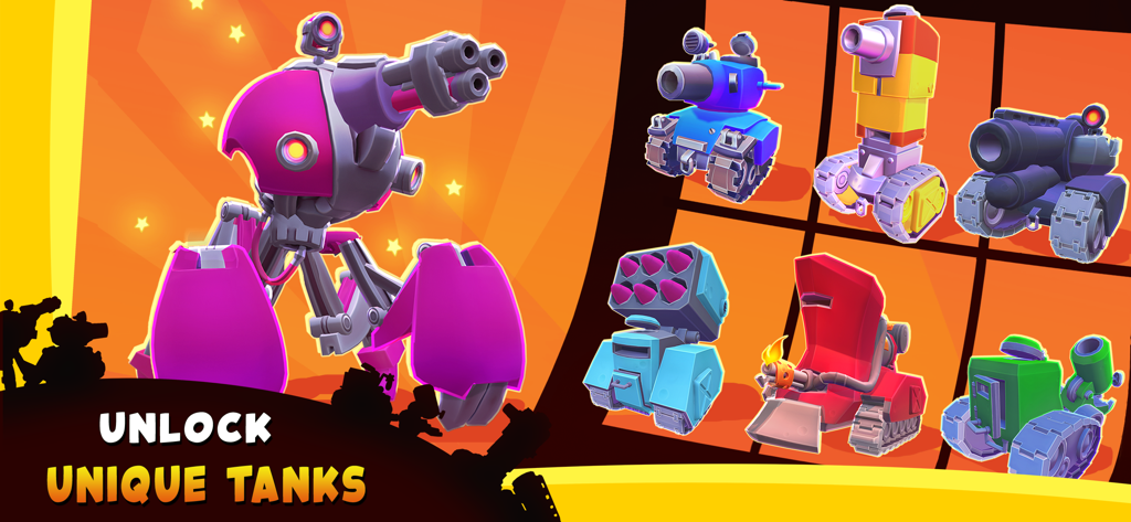 Hills of Steel 2 - A selection of colorful and unique tanks available to unlock in Hills of Steel 2