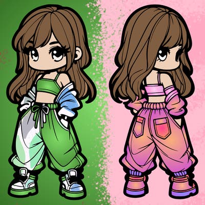 girl in crop top and baggy pants