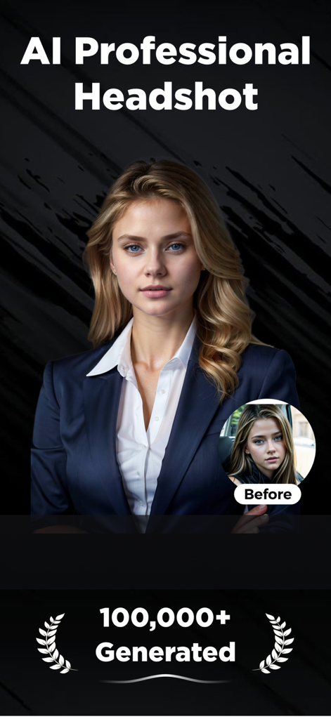 Professional Headshot - AI - Comparación del antes y después de un retrato profesional generado por IA de una mujer con blazer