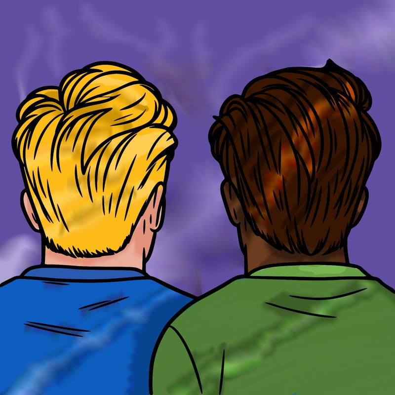 two men facing away from each other