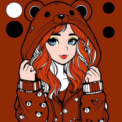 realistic girl in a animal pjs hoodie