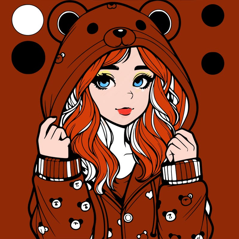 realistic girl in a animal pjs hoodie