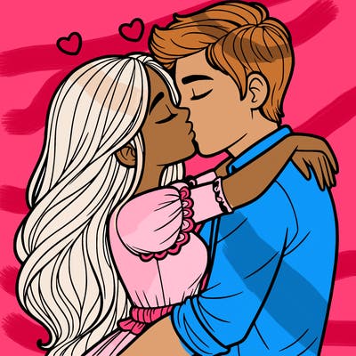 boyfriend and girlfriend kissing and hugging the girl wearing a dress