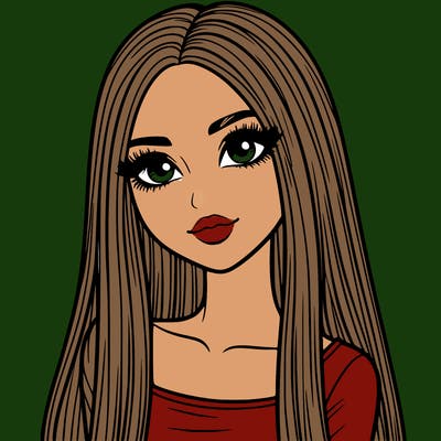 realistic girl with straight and long hair