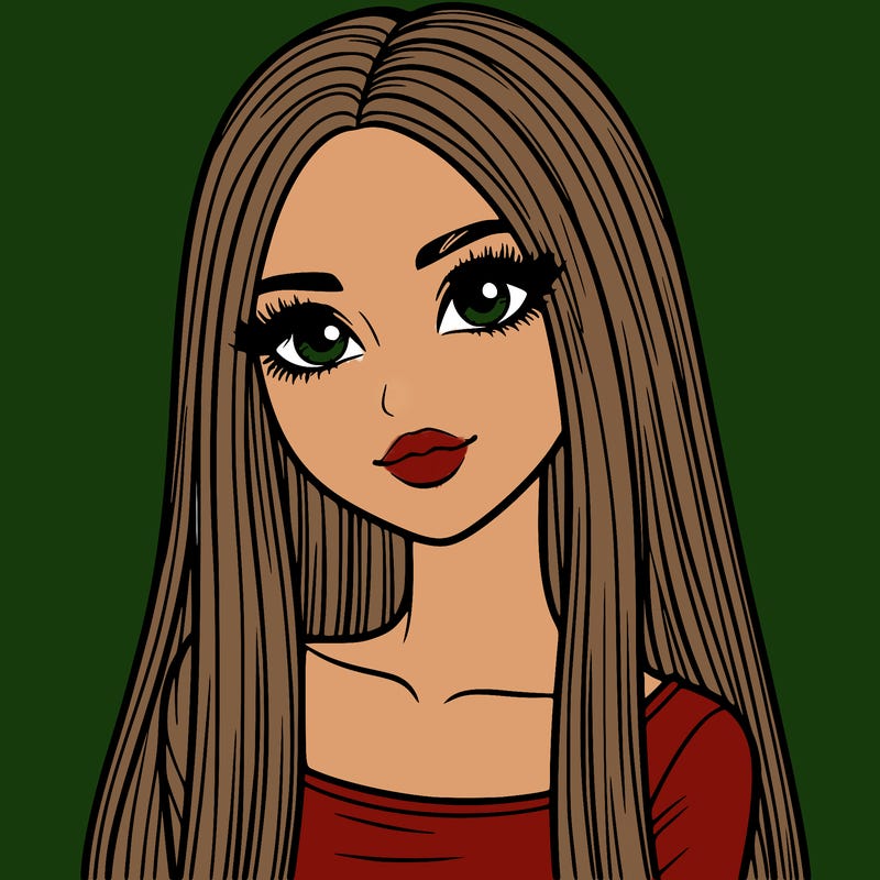 realistic girl with straight and long hair