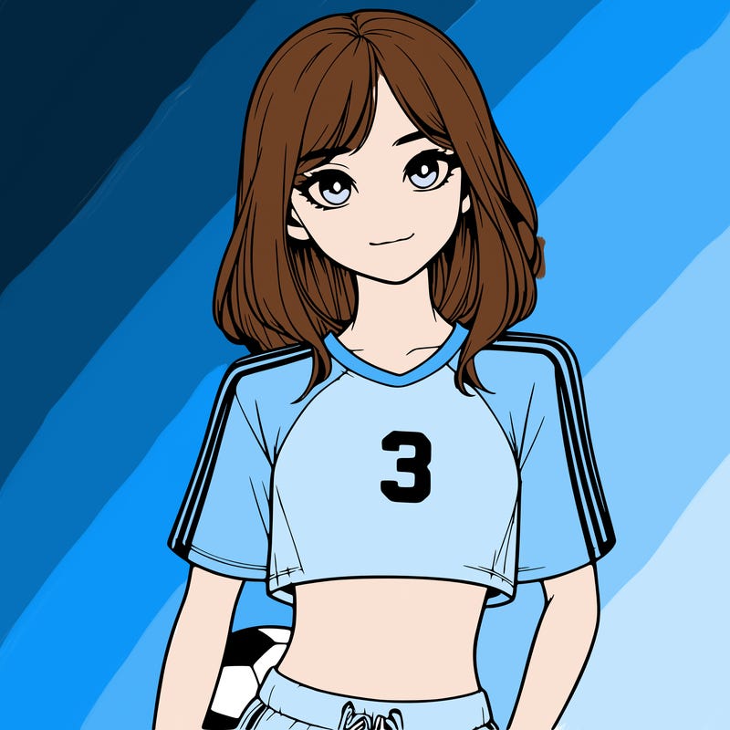 realistic girl wearing soccer jersey