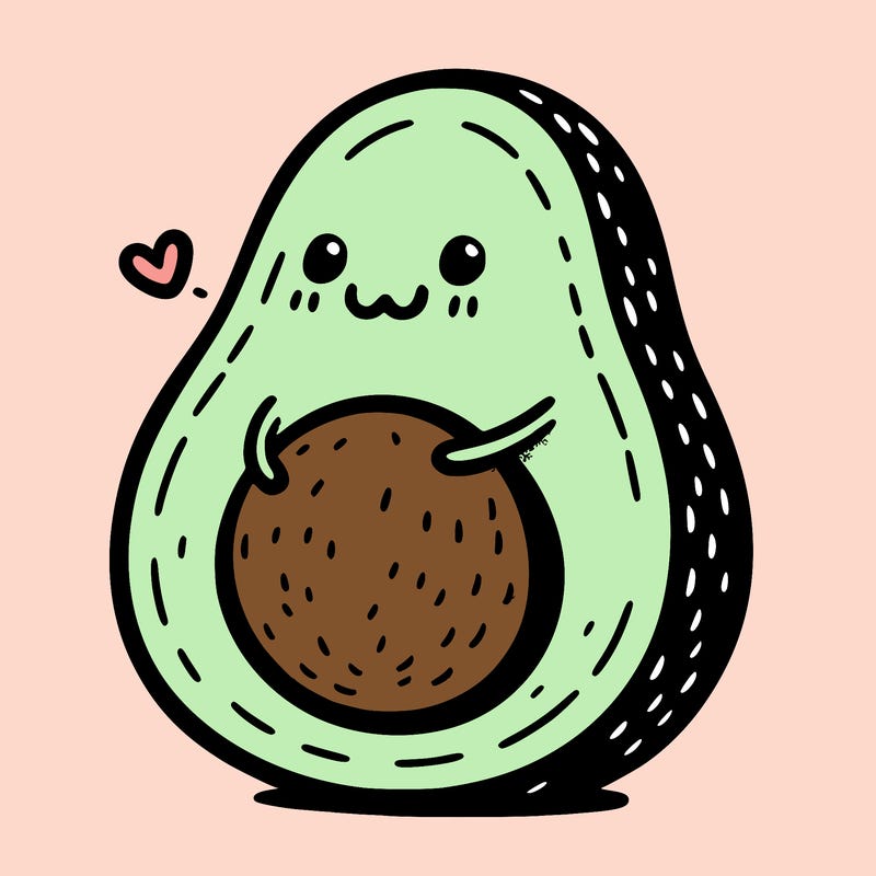 an avocado hugging an avocado