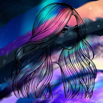 realistic girl with long realistic hair