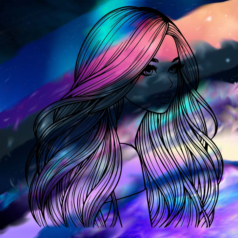 realistic girl with long realistic hair