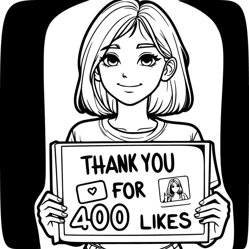 realistic girl holding a sign that says thank you for 400 likes