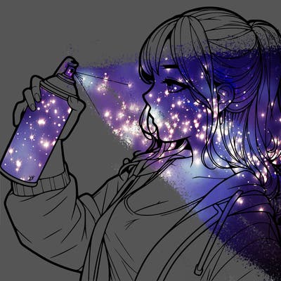 a realistic girl spray, painting