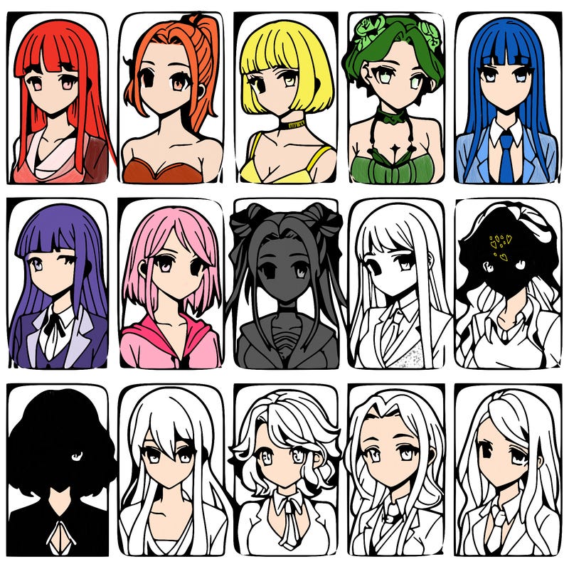 girls that look diffrent anime