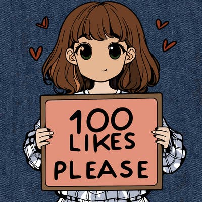 a girl holding a sign saying 100 likes please