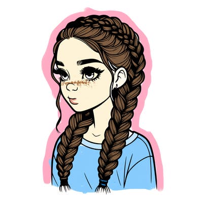 realistic girl with braids