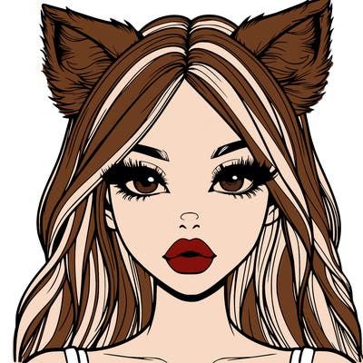 realistic girl with fox ears and realistic lips