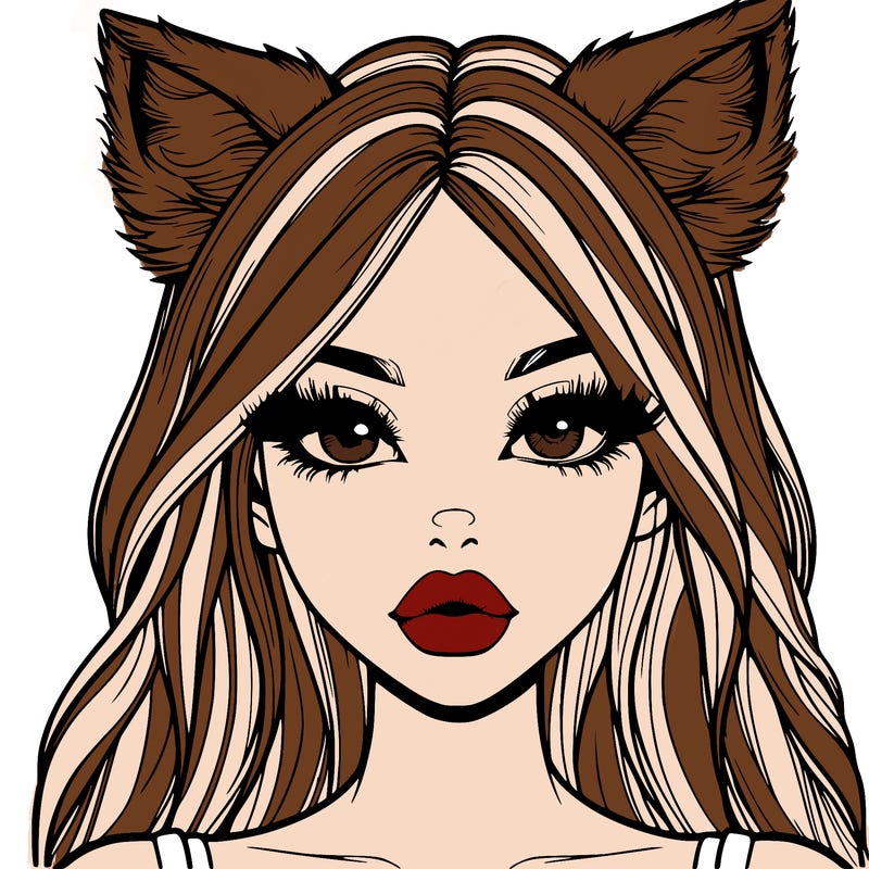realistic girl with fox ears and realistic lips