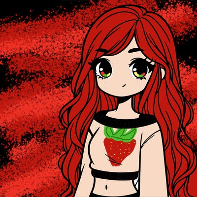 girl with long hair and a crop top with a sweater