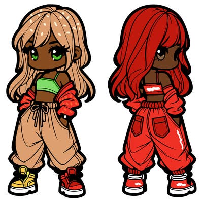 girl in crop top and baggy pants