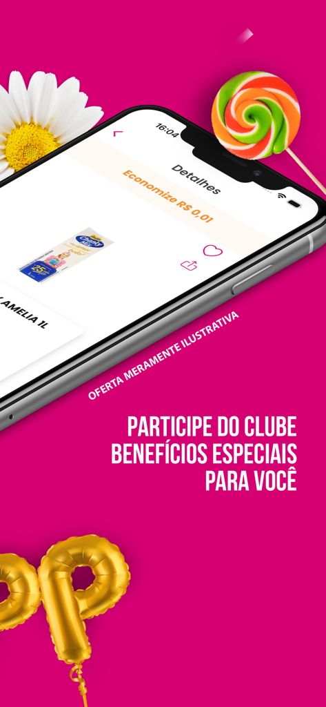Clube Doce - Interface móvel do aplicativo Clube Doce destacando benefícios exclusivos para membros e descontos em compras.